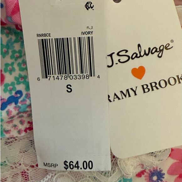 PJ Salvage x Ramy Brook NWT | Beach Bouquet Lace Jersey Chemise Gown | size S - Picture 5 of 6